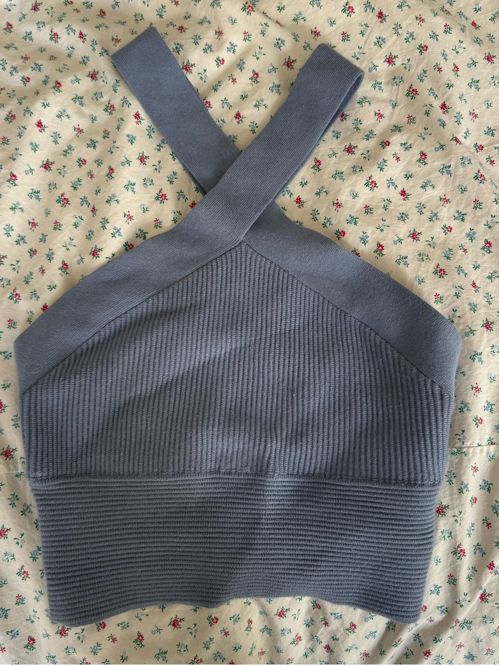 Abercrombie & Fitch Slate Blue Ribbed Knit Cropped Tank